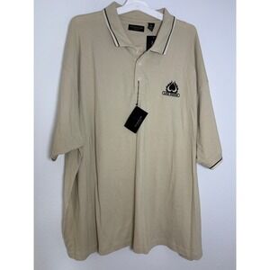 UltraClub Classic Polo Shirt Mens‎ 4XL Khaki Tan Las Vegas Spade Logo NWT Cotton